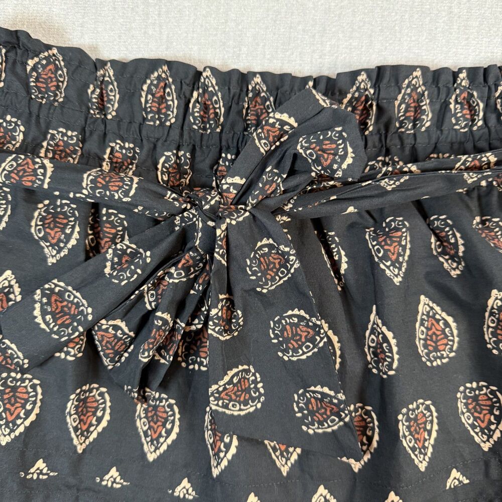 NWT Anthropologie The Somerset Mini Skirt Smocked Block Print Black Tan L Large - Picture 2 of 6